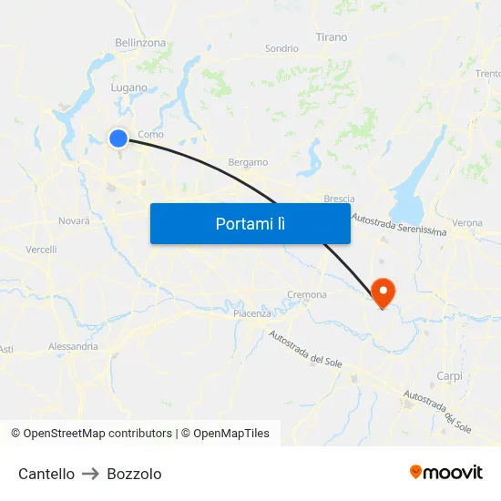 Cantello to Bozzolo map