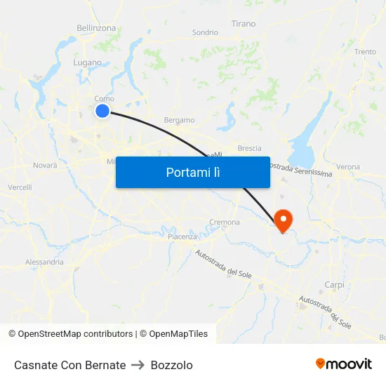 Casnate Con Bernate to Bozzolo map