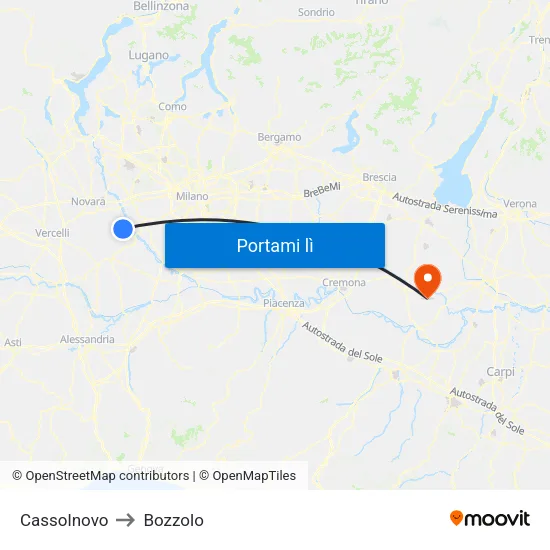 Cassolnovo to Bozzolo map