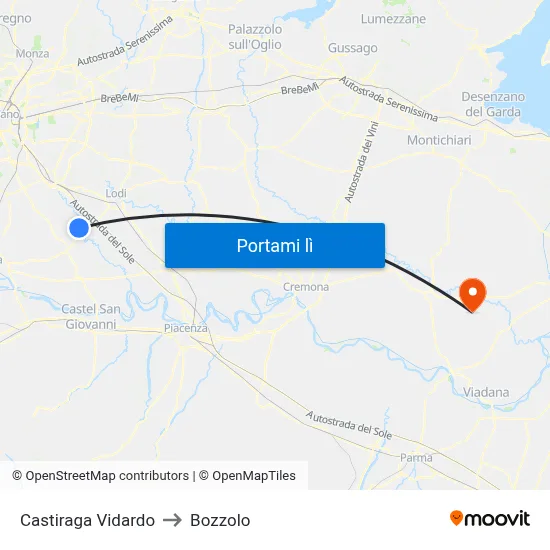 Castiraga Vidardo to Bozzolo map