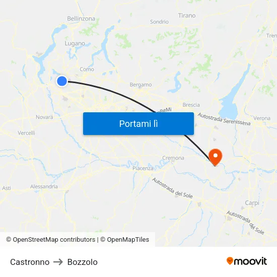 Castronno to Bozzolo map