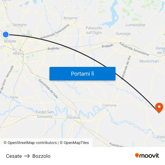 Cesate to Bozzolo map