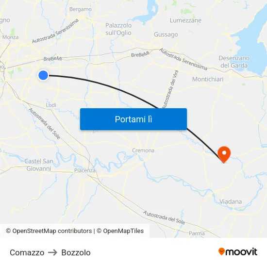 Comazzo to Bozzolo map