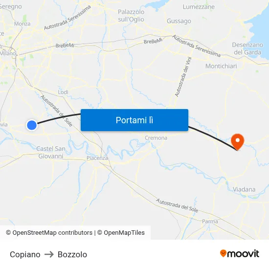 Copiano to Bozzolo map