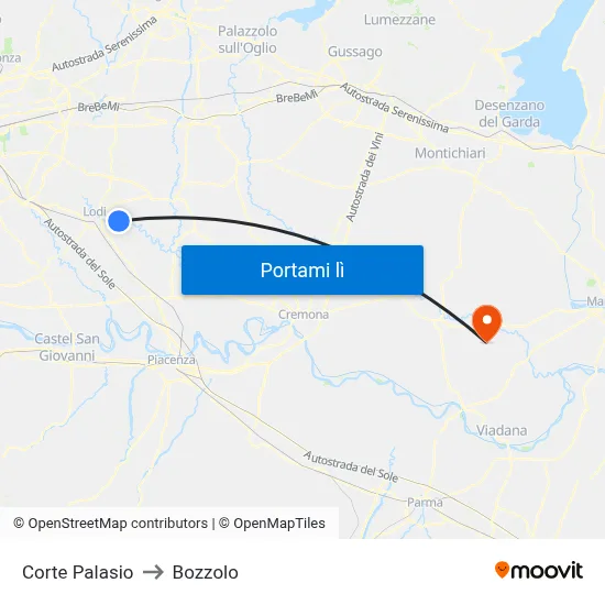 Corte Palasio to Bozzolo map