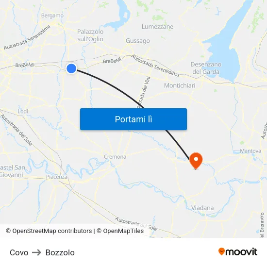 Covo to Bozzolo map