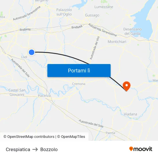 Crespiatica to Bozzolo map
