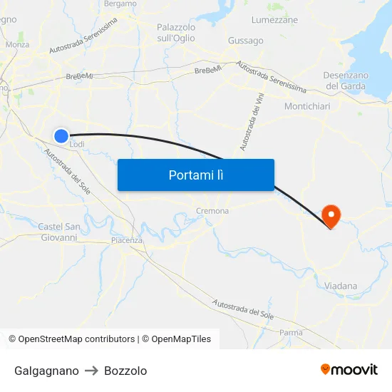 Galgagnano to Bozzolo map