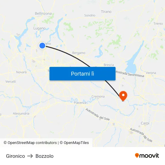 Gironico to Bozzolo map