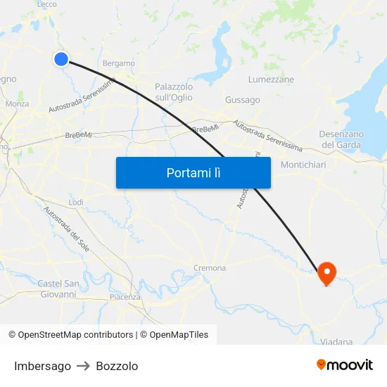 Imbersago to Bozzolo map