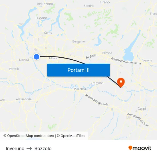 Inveruno to Bozzolo map