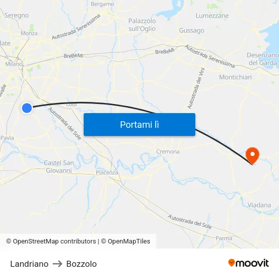 Landriano to Bozzolo map