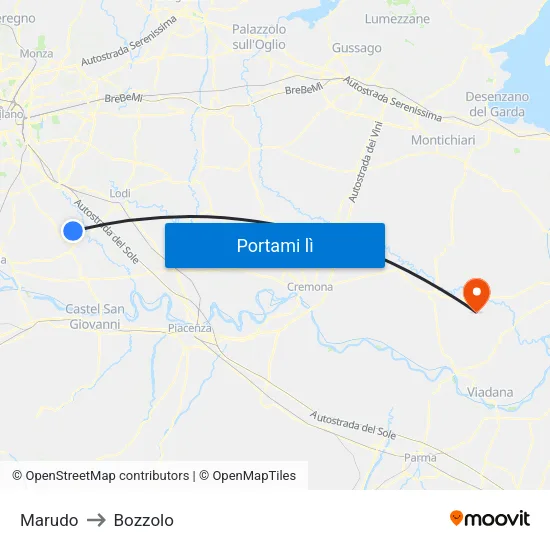 Marudo to Bozzolo map