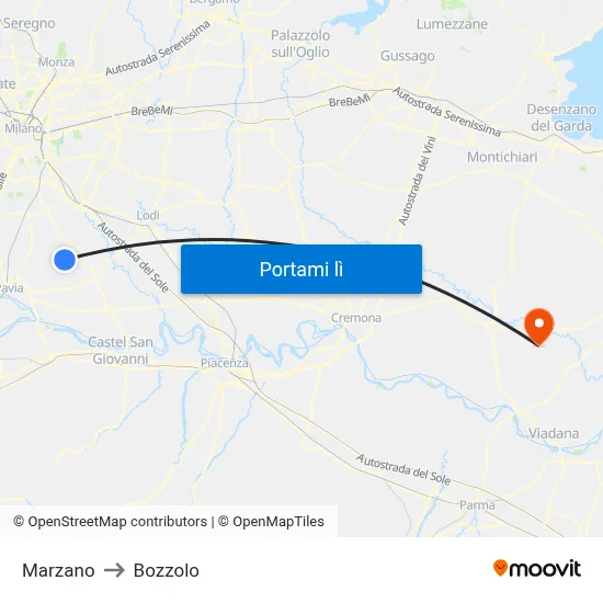 Marzano to Bozzolo map