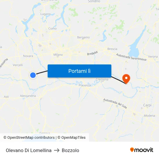 Olevano Di Lomellina to Bozzolo map