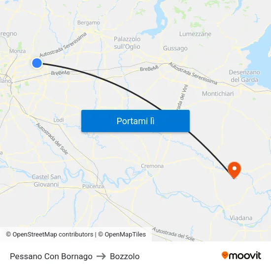 Pessano Con Bornago to Bozzolo map