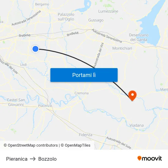 Pieranica to Bozzolo map