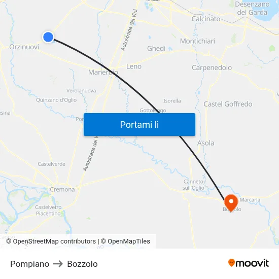 Pompiano to Bozzolo map