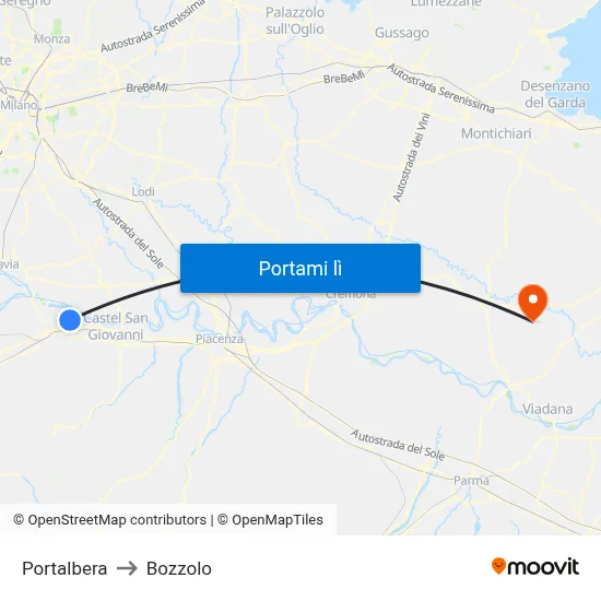 Portalbera to Bozzolo map