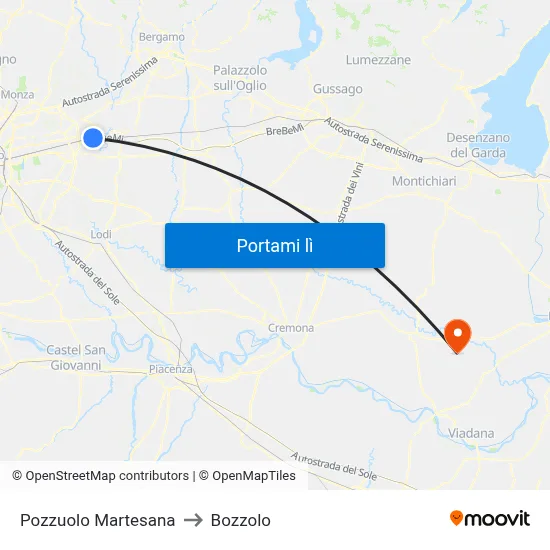 Pozzuolo Martesana to Bozzolo map