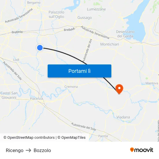 Ricengo to Bozzolo map