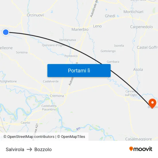 Salvirola to Bozzolo map