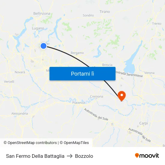 San Fermo Della Battaglia to Bozzolo map