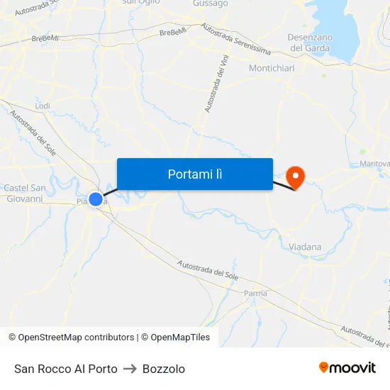 San Rocco Al Porto to Bozzolo map