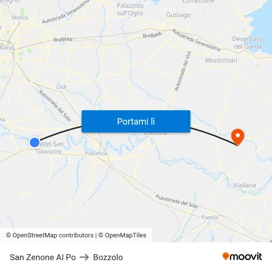 San Zenone Al Po to Bozzolo map