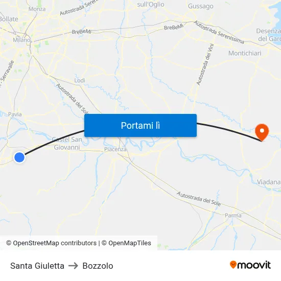 Santa Giuletta to Bozzolo map