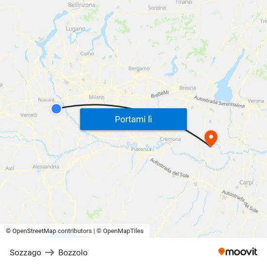 Sozzago to Bozzolo map