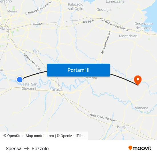 Spessa to Bozzolo map