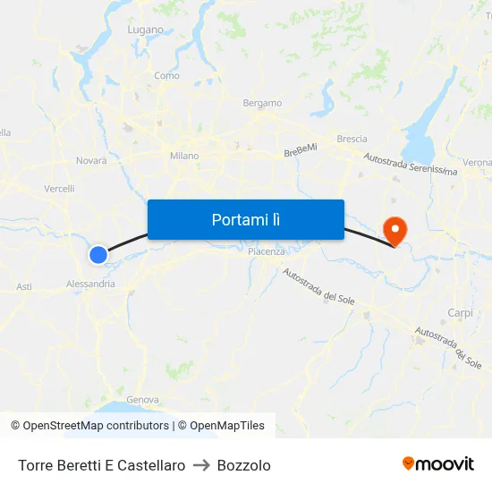 Torre Beretti E Castellaro to Bozzolo map