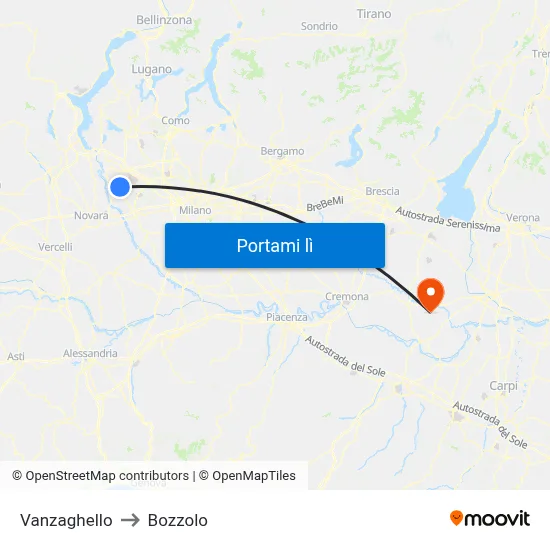 Vanzaghello to Bozzolo map