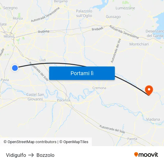 Vidigulfo to Bozzolo map