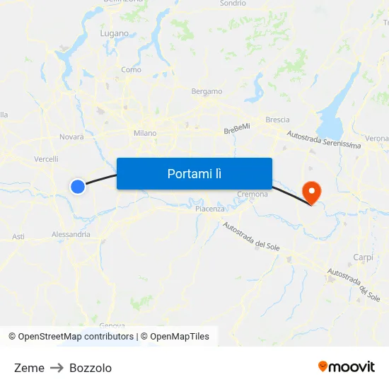 Zeme to Bozzolo map