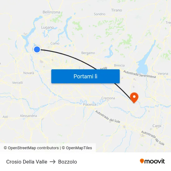 Crosio Della Valle to Bozzolo map