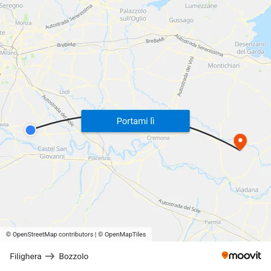 Filighera to Bozzolo map