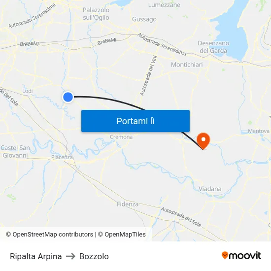 Ripalta Arpina to Bozzolo map