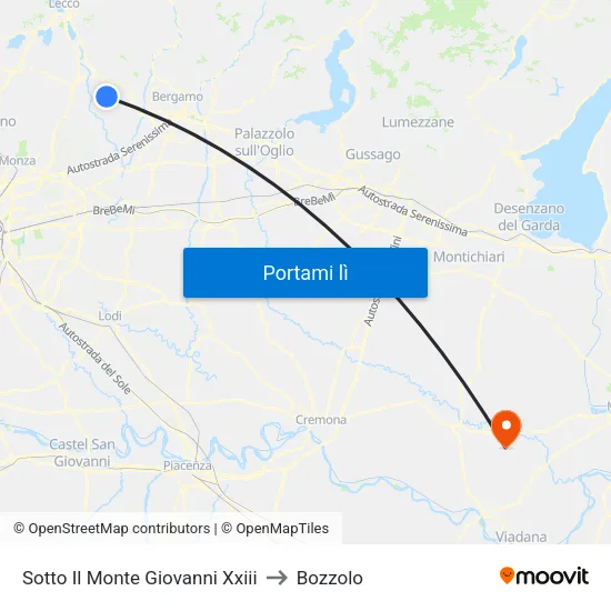 Sotto Il Monte Giovanni Xxiii to Bozzolo map