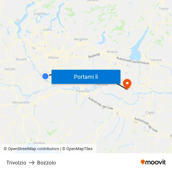 Trivolzio to Bozzolo map