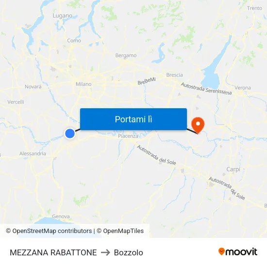 MEZZANA RABATTONE to Bozzolo map