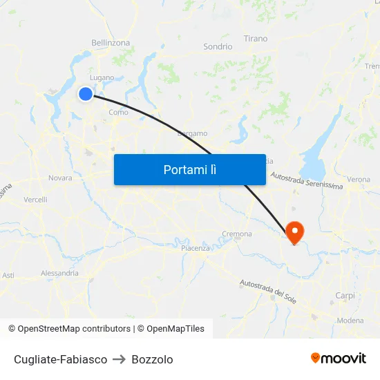 Cugliate-Fabiasco to Bozzolo map
