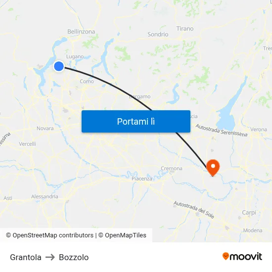 Grantola to Bozzolo map