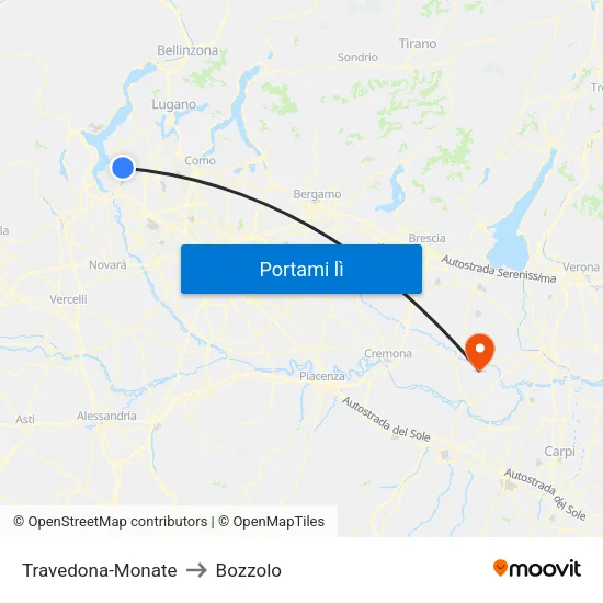 Travedona-Monate to Bozzolo map