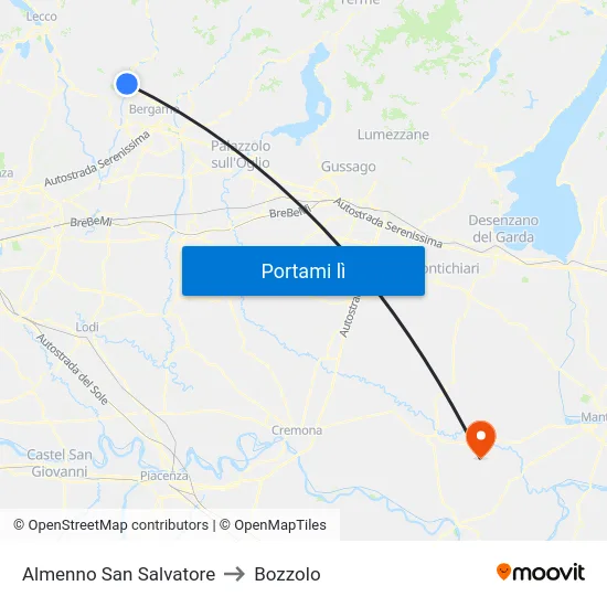 Almenno San Salvatore to Bozzolo map