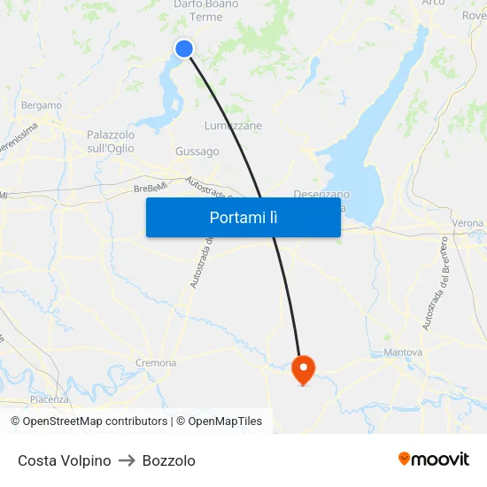 Costa Volpino to Bozzolo map