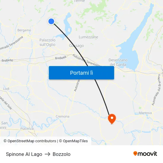Spinone Al Lago to Bozzolo map