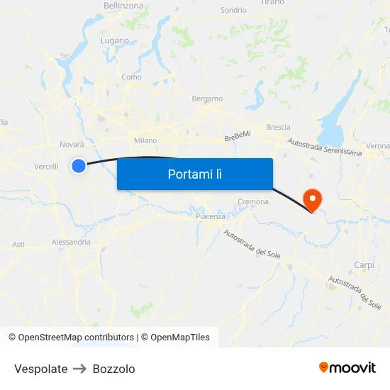 Vespolate to Bozzolo map