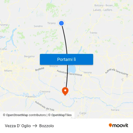 Vezza D' Oglio to Bozzolo map